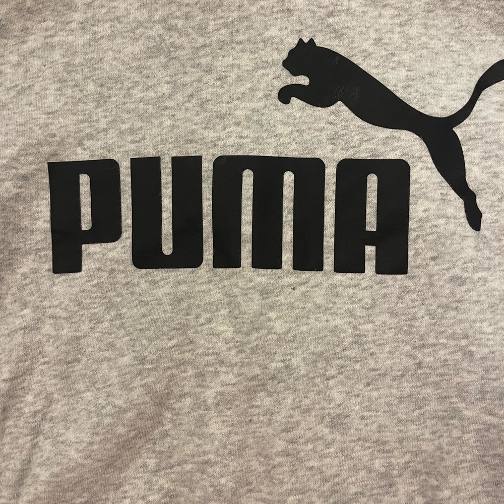 Puma Heather Gray Hoodie with Black Logo size 7/8 - Picture 2 of 4